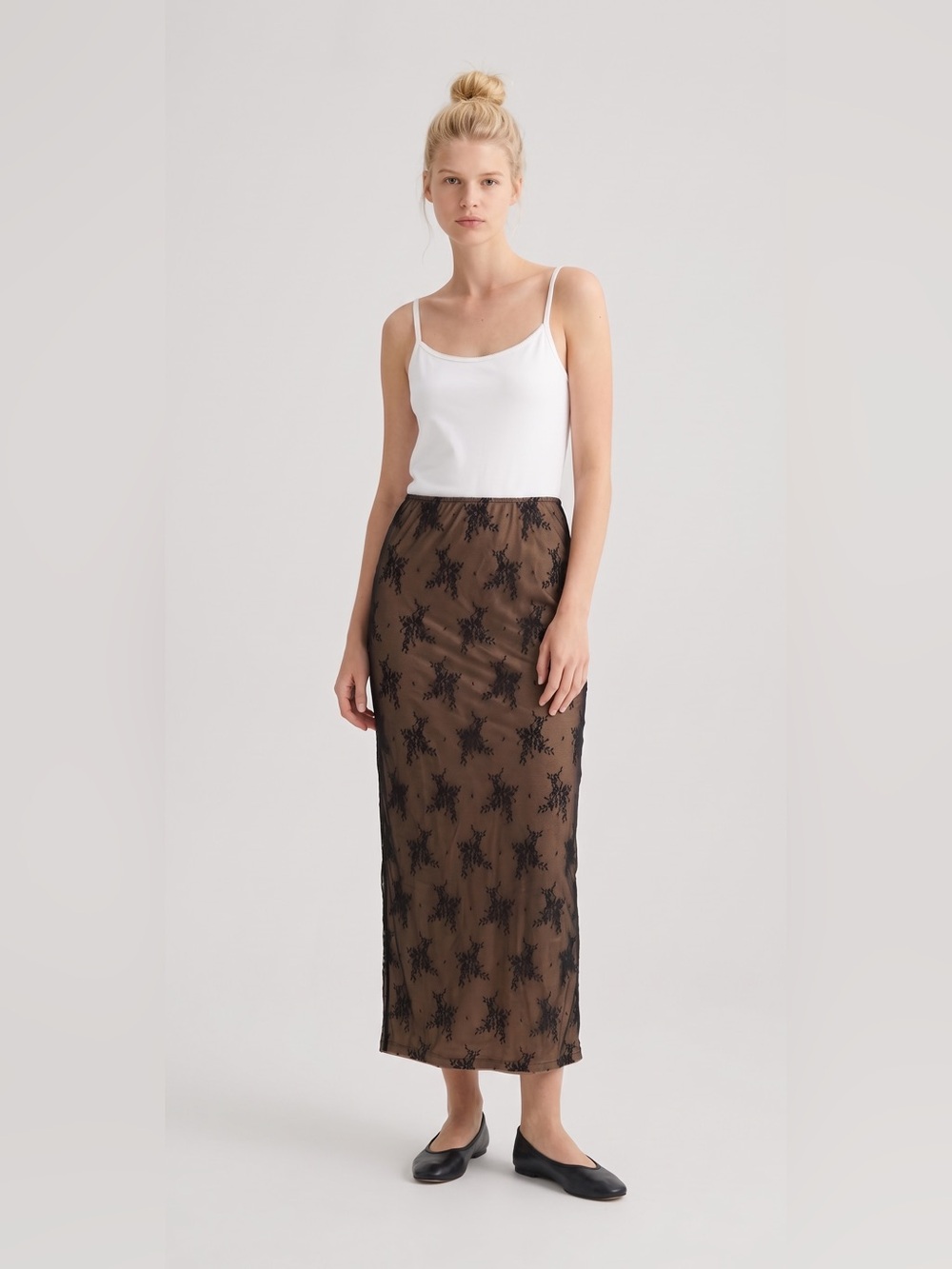 Black/nude Lace-Overlay Tube Maxi Skirt. Whimsygoth. Fairycore. Y2K. Rave.